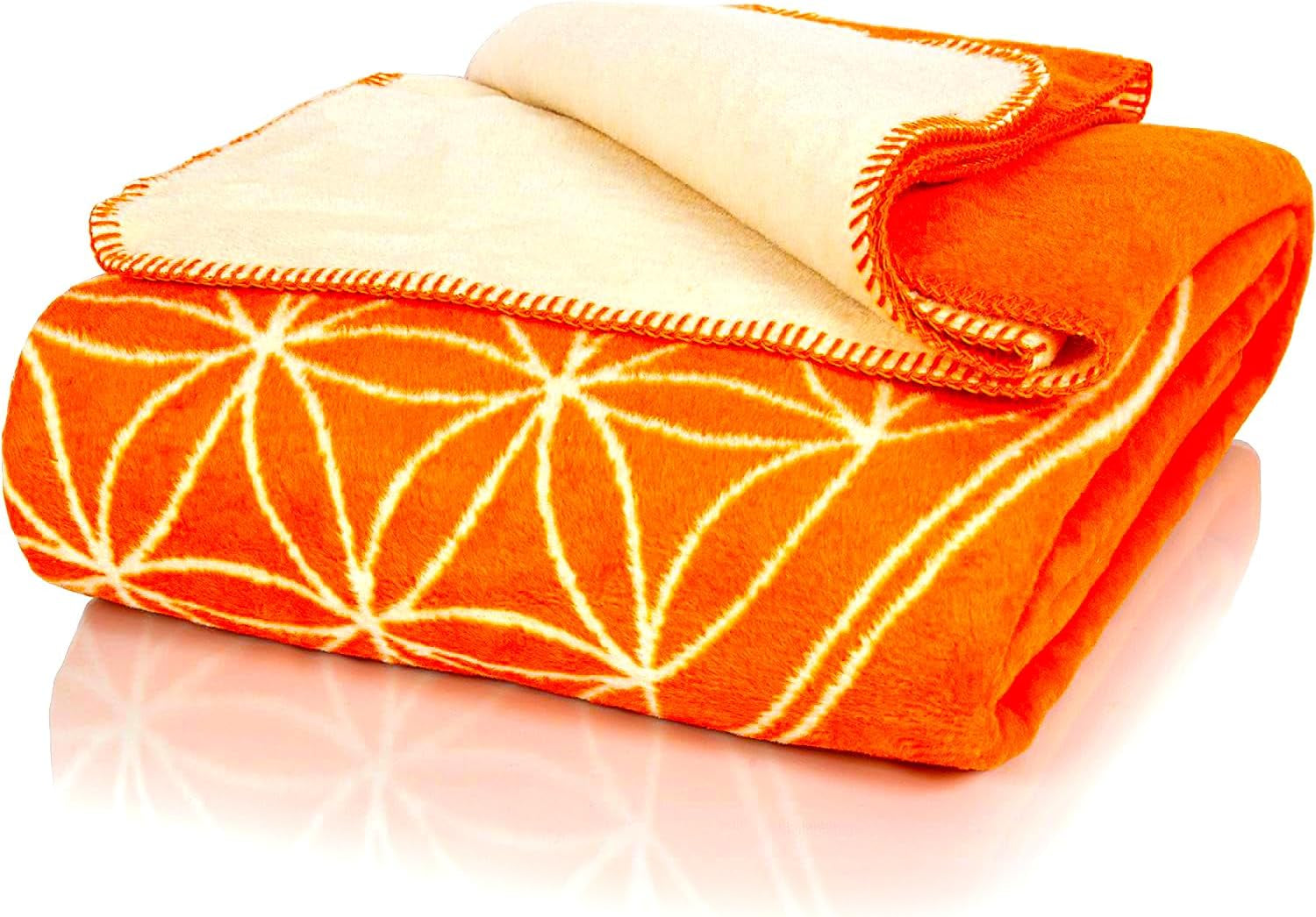 Glart Manta Cómoda Flor De La Vida Rosa-Crudo XL, 150X200 Cm, Extra Mullida Como Manta De Sofá Manta De Sofá, Manta De Yoga, Manta Salvavidas, Manta De Sofá De Felpa Camas y Mantas Glart Naranja-Crudo 150X200Cm
