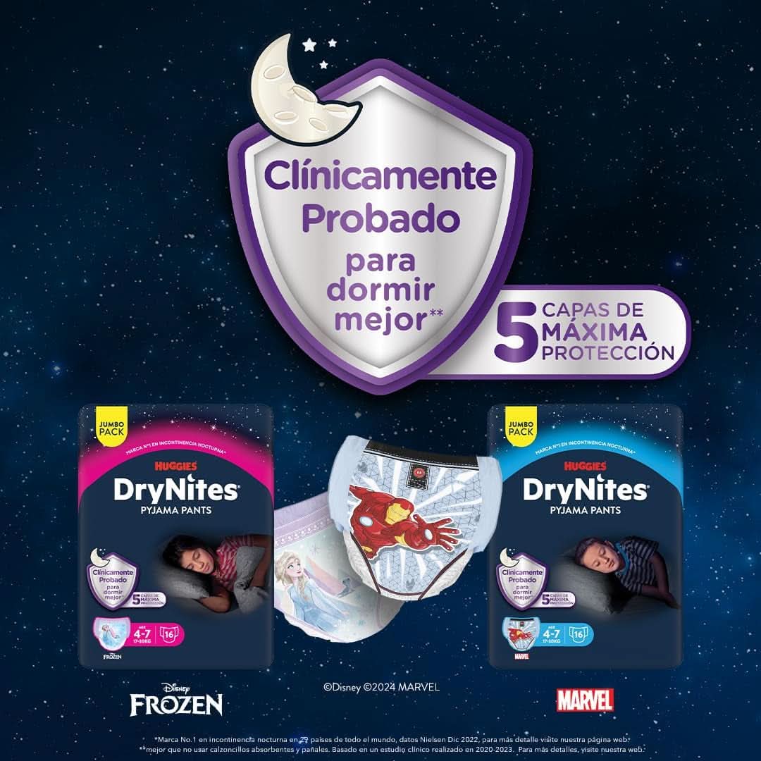 Pantalón de pijama Dry Nites para niña 3-5 años, 1 pack (16 piezas) Naty Shop
