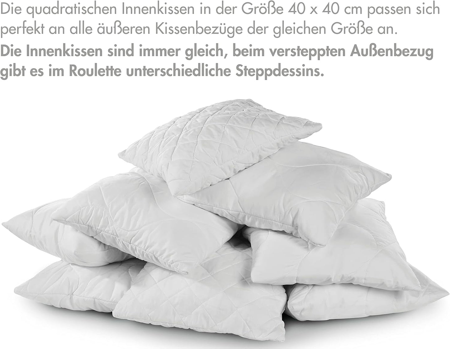 Traumnacht Cómoda almohada para ruleta, Juego de 4 almohadas, Con funda acolchada y relleno de espuma, 40 X 40 cm, Certificado Oeko-Tex, Fabricadas según el estándar de calidad alemán Naty Shop almohadas estándar