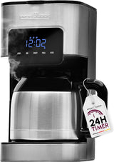 Cafetera Profi Cook | 8-10 tazas | Temporizador | Controles táctiles con sensores | Jarra Termo de Doble Pared de 1,2 Litros | Sello de sabor | Cafetera de filtro de acero inoxidable | PC-KA 1191