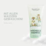 Jean & Len 2 en 1, Gel de ducha y champú para niños sensibles, 200 ml Ducha y baño Naty Shop