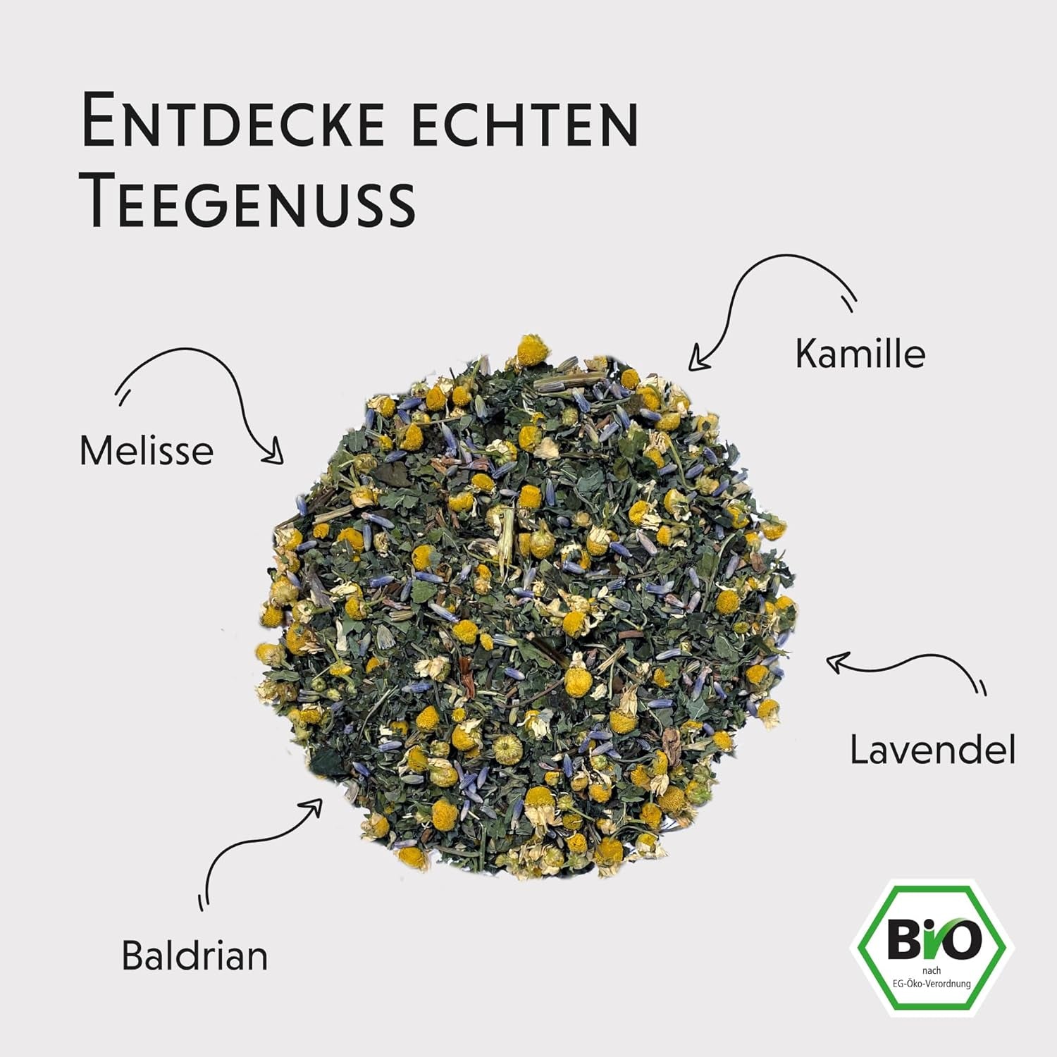 Té de noche BIO 100 g - Su descanso con valeriana, lavanda, melisa, manzanilla, mezcla de infusiones para relajarse por la noche