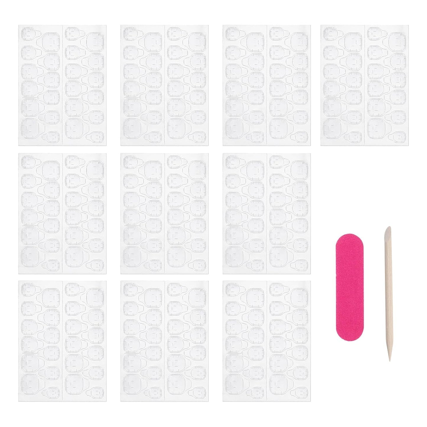 240 Piezas Almohadillas de Pegamento para Uñas, Hoja Adhesiva para Uñas Postizas, 10 Hojas de Pegatinas Transparentes Transpirables Súper Adhesivas de Doble Cara (Gel Jelly) para Manicura y Uñas Artificiales, Incluye Set de Manicura