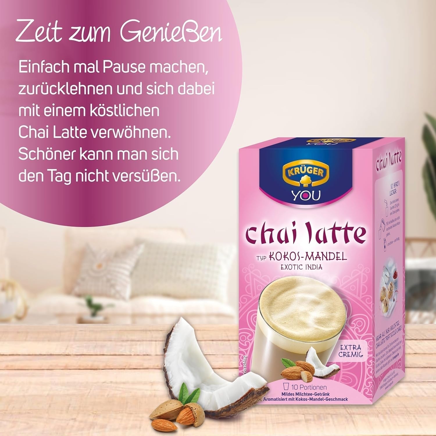 KRÜGER Chai Latte Exotic India tipo coco-almendra (1 x 0,25 kg)