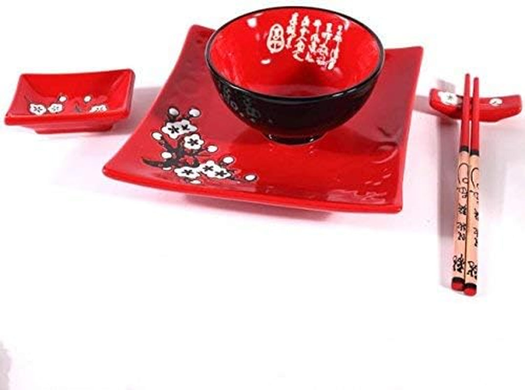 Servicio de Mesa Japonés Completo 2381, Porcelana, Rojo