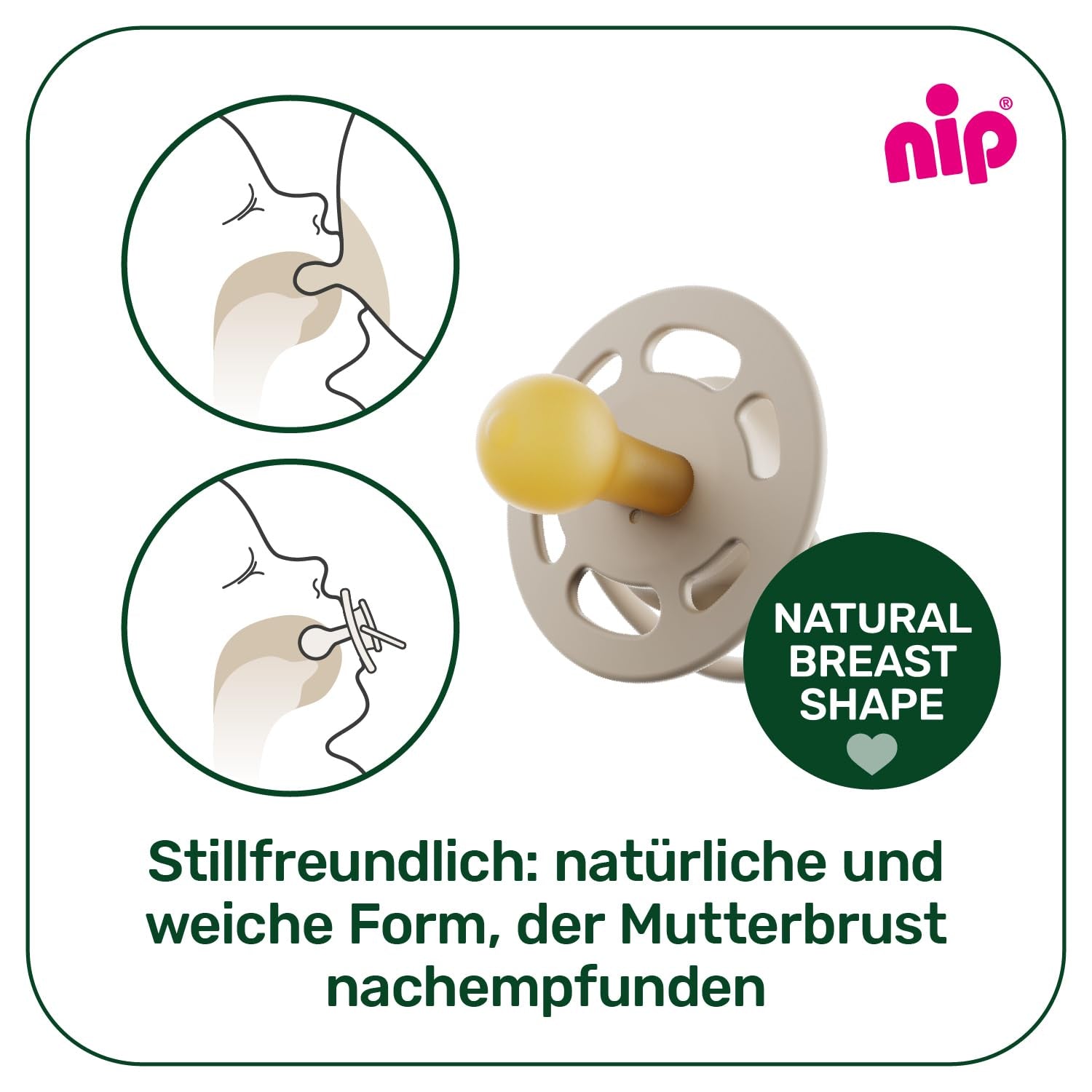 nip - Verde cereza | 0-6 meses | Paquete de 4 | Chupete para bebé, apto para lactancia y dentición. Chupete sostenible, elaborado con materias primas naturales, verde claro/marrón