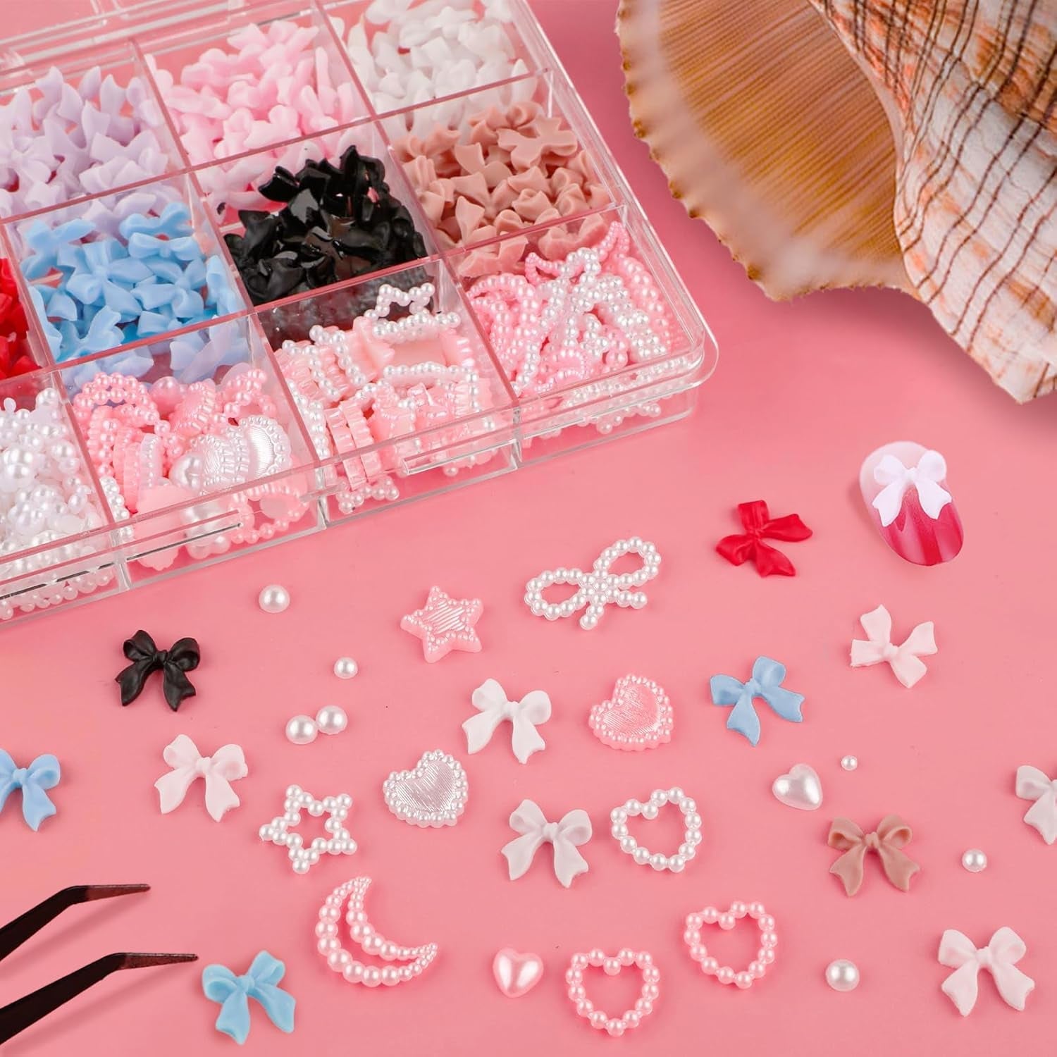 500 piezas 3D Nägel Charm Schleifen Charms Nägel Nail Art Charms Schleife Nagel Charms Nägel Nail Art Schleifen Nageldekorationen Mit Aufnahmewerkzeug Für Frauen und Mädchen Nagel-Diy-Zubehör