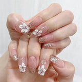 Uñas artificiales con purpurina Natural, prensa corta sobre uñas acrílicas autoadhesivas con purpurina para mujeres y niñas, accesorios para decoración de uñas, 48 ​​Uds.