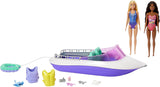 Barbie HHG60 - Barco a Motor Sirena con 2 Muñecas (Rubia/Morena) y Varios Accesorios, Juguete para Niños a Partir de 3 Años