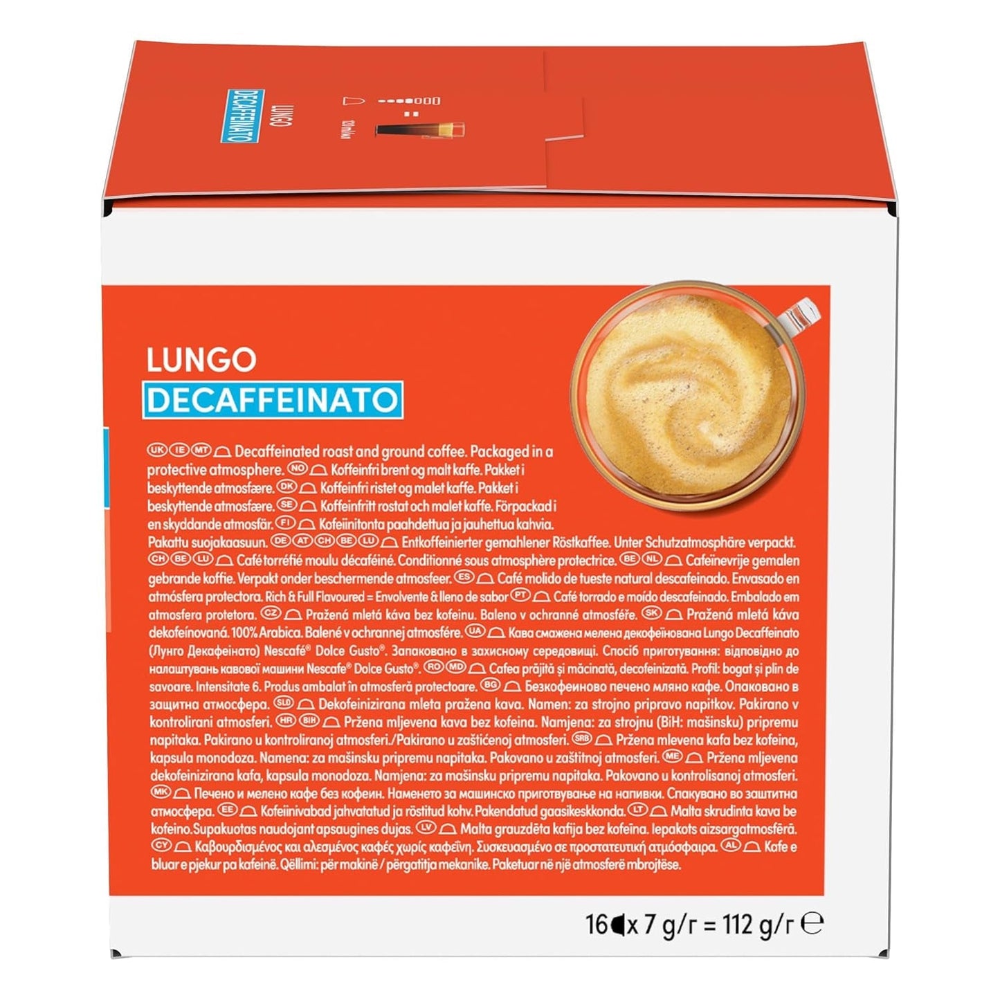 NESCAFÉ DOLCE GUSTO Lungo Café Descafeinado Cápsulas Pack 3er (3 x 16 Cápsulas)