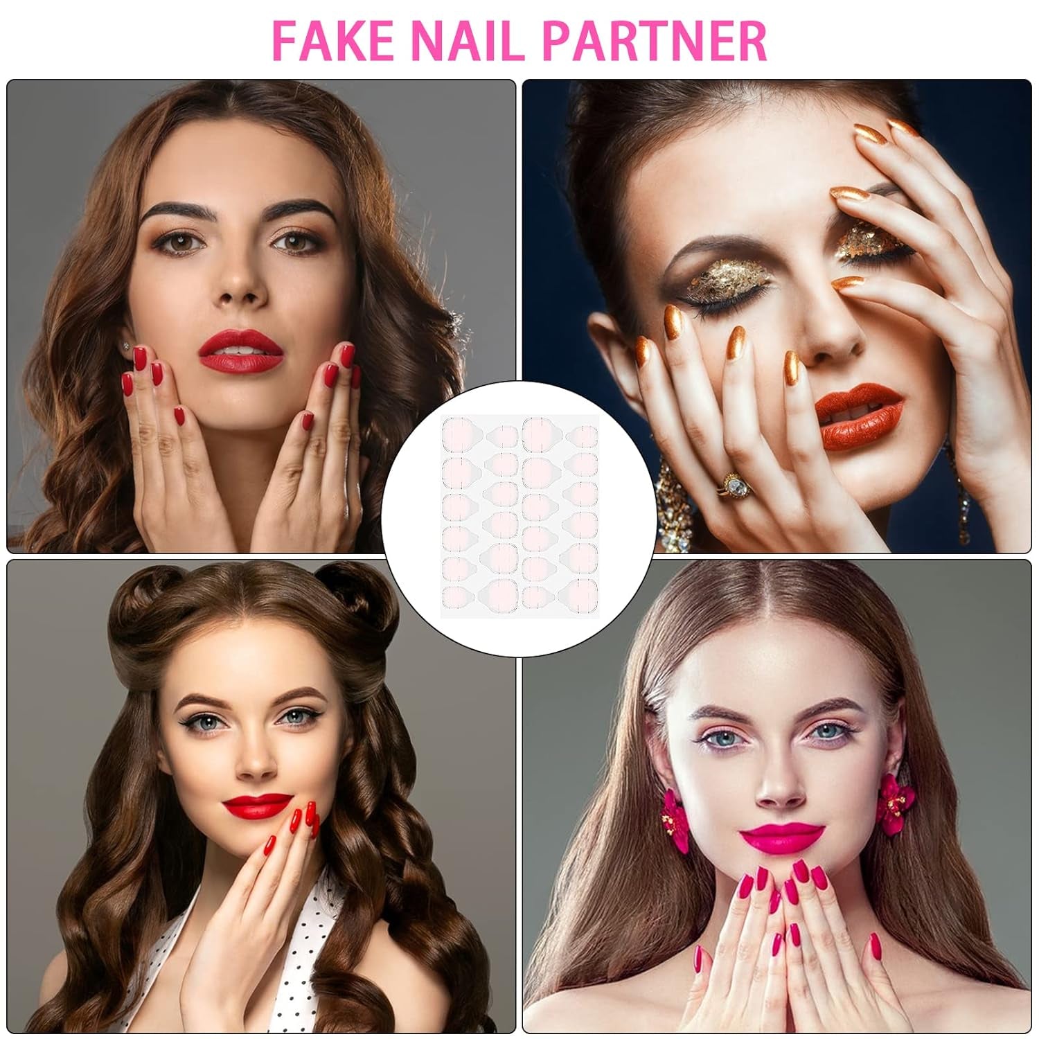 ® 100 Plantillas de Uñas y 1 Hoja de 24 Discos Adhesivos Transparentes para Uñas, Plantillas de Extensión de Uñas, Plantillas de Extensión de Uñas de Gel Autoadhesivas, Accesorios para Uñas Artificiales