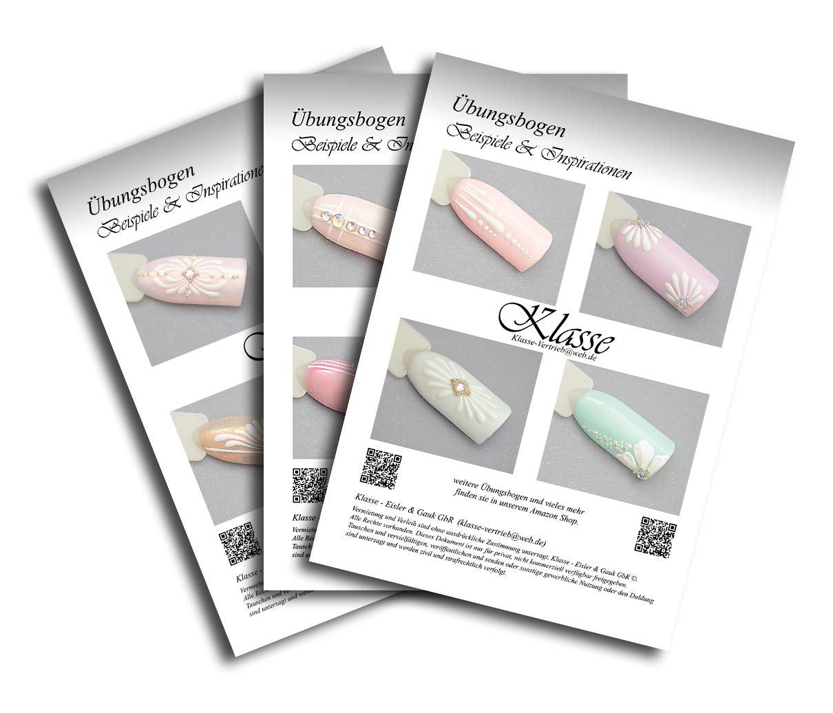 Übungsbögen Nageldesign Nailart (Grundlagen) 3Er Set Übungsbogen Starterset Übung Schulung Tipps Nagelset Nagelart Zubehor Zubehör Nail Art Zum Lernen Ohne Pegatinas Pegatinas Folie Brush Stamper ÜB001