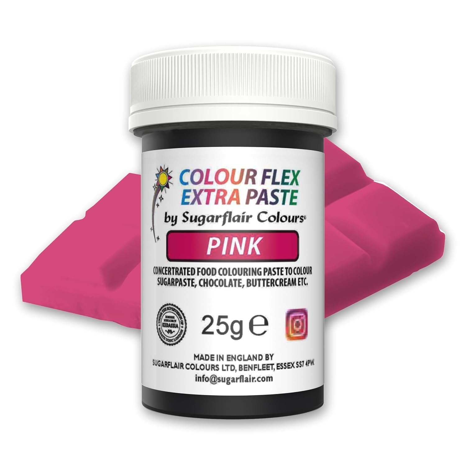 Pasta colorante alimentaria Sugarflair Colourflex Extra Pink Paste - Colorante alimentario comestible para crema de mantequilla, chocolate, pasta de azúcar, glaseado, fondant, mezclas para pasteles, masa y más - 25 g