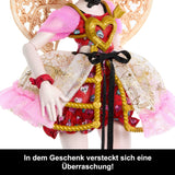 Muñeca Monster High Scary Sweet Birthday Cupido Asteria con vestido de fiesta rosa y rojo con accesorios temáticos como invitación, globo, regalo y más, JBG77
