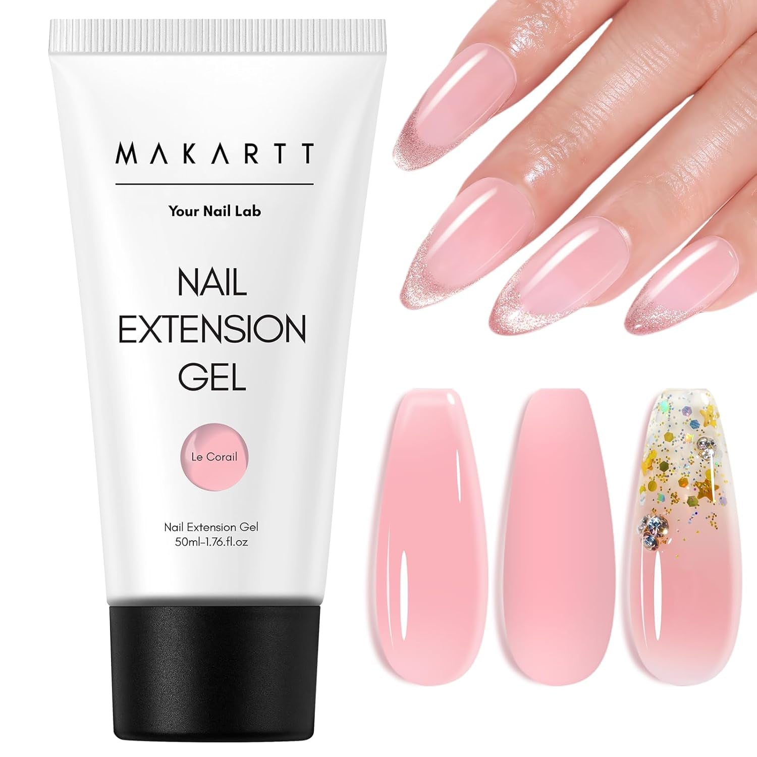 Makartt Poly Nail Extension Gel - 50 ML Extension Builder Acrylic Poly Nägel Aufbaugel Extender Gel Für Gelnägel Für Nagelverlängerung, Nagelstärkung, Nail Art Dekoration(Transparente)