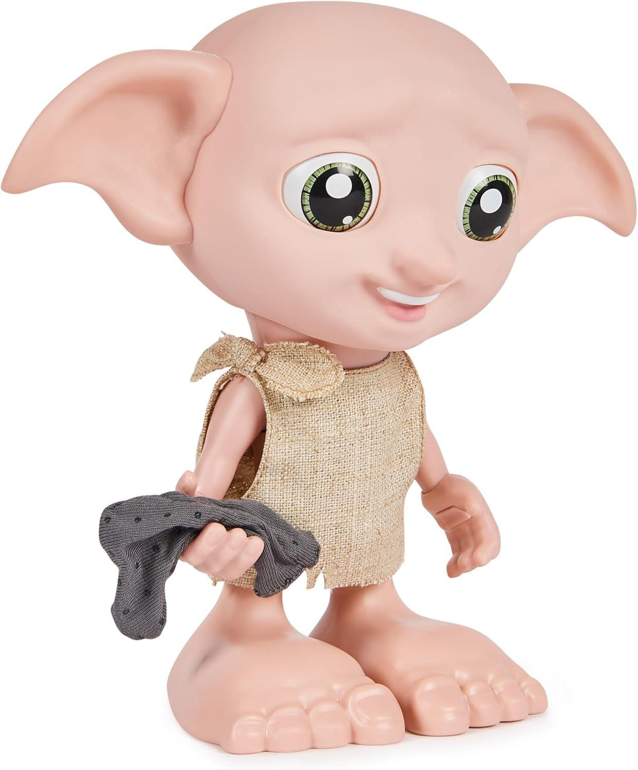 Spin Master 6067280 Wizarding World Harry Potter Magical Interactive Dobby Elf Sock Doll, más de 30 sonidos y frases, 21,6 cm, juguete para niños, negro