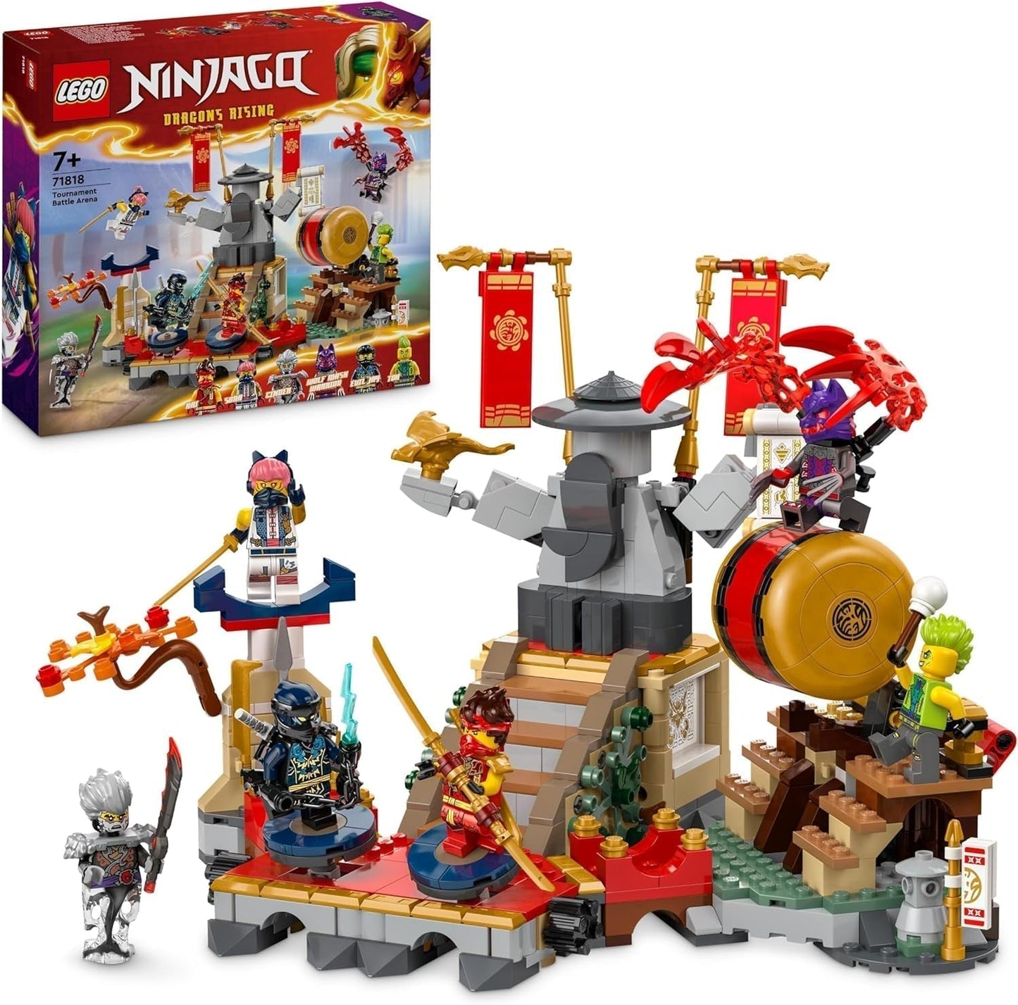 LEGO NINJAGO Tournament Arena Adventure Juguete para niños 6 minifiguras Colección Ninja Playset Set de construcción Regalo de cumpleaños para niños y niñas de 7 años 71818 Juegos de construcción Besuche den LEGO-Store Default Title
