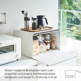 Yamazaki 4352 TOWER Panera, blanco, acero, minimalista, 40 x 34,5 x 24 cm Cajas para almacenar alimentos Naty Shop