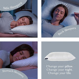 Dreamyblue Almohada para Dormir Premium - Relleno de Espuma viscoelástica Triturada [Loft Ajustable] Funda de Viscosa de bambú Lavable - para costados, Espalda y Barriga Deslizables - Almohadas estándar Naty Shop