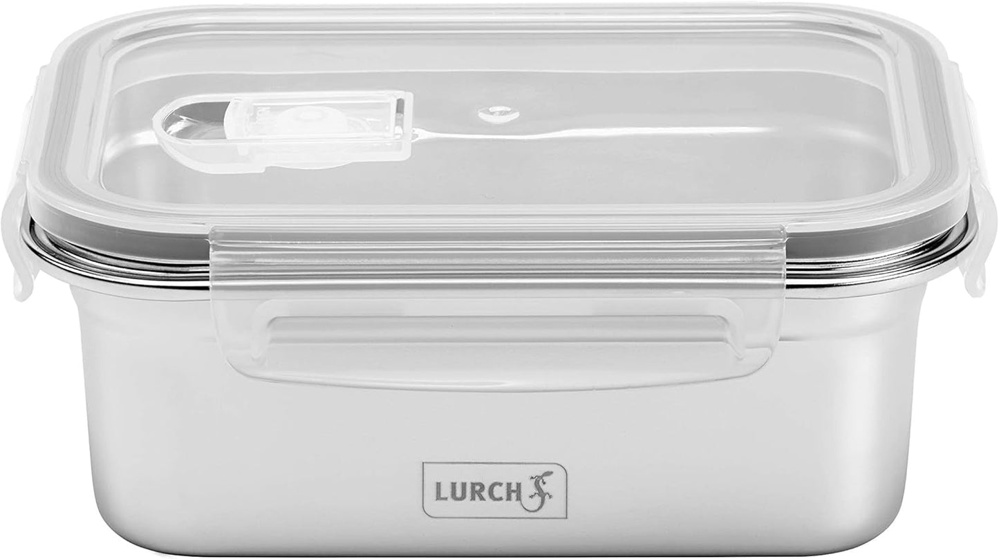 Lurch 240895 Fiambrera Caja de Seguridad/Almacenamiento de Acero Inoxidable de Alta Calidad con Tapa de plástico Libre de BPA 2000 ml Cajas de Almacenamiento de Alimentos Transparentes Naty Shop 800 ml
