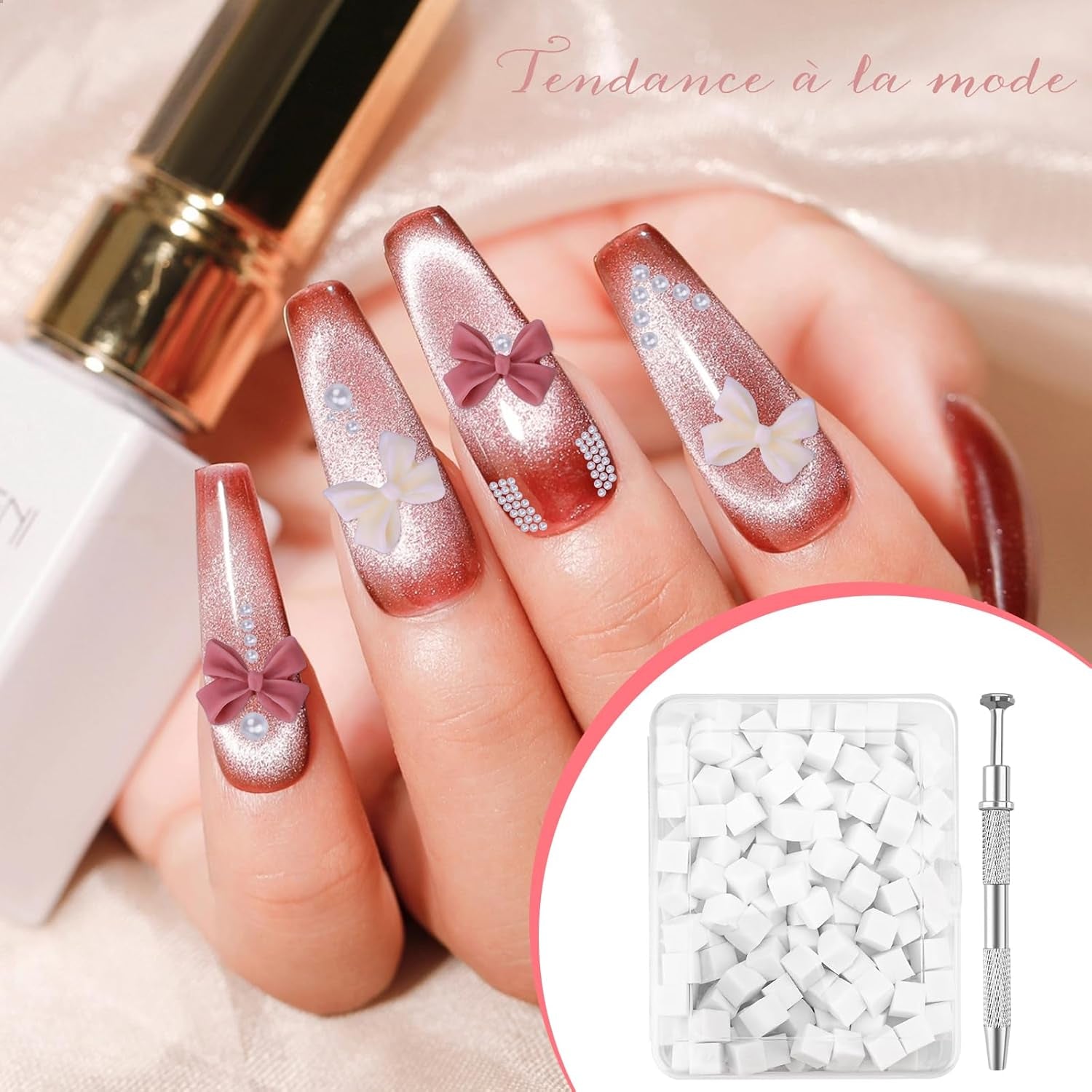 200 piezas Nail Art Schwamm Mit Metallgreifer,Nagelkunst Rendering Werkzeuge Mit Greifer,Sponge Nagel Pinsel,Nageldesign Zubehör Für Nail Art Rendering