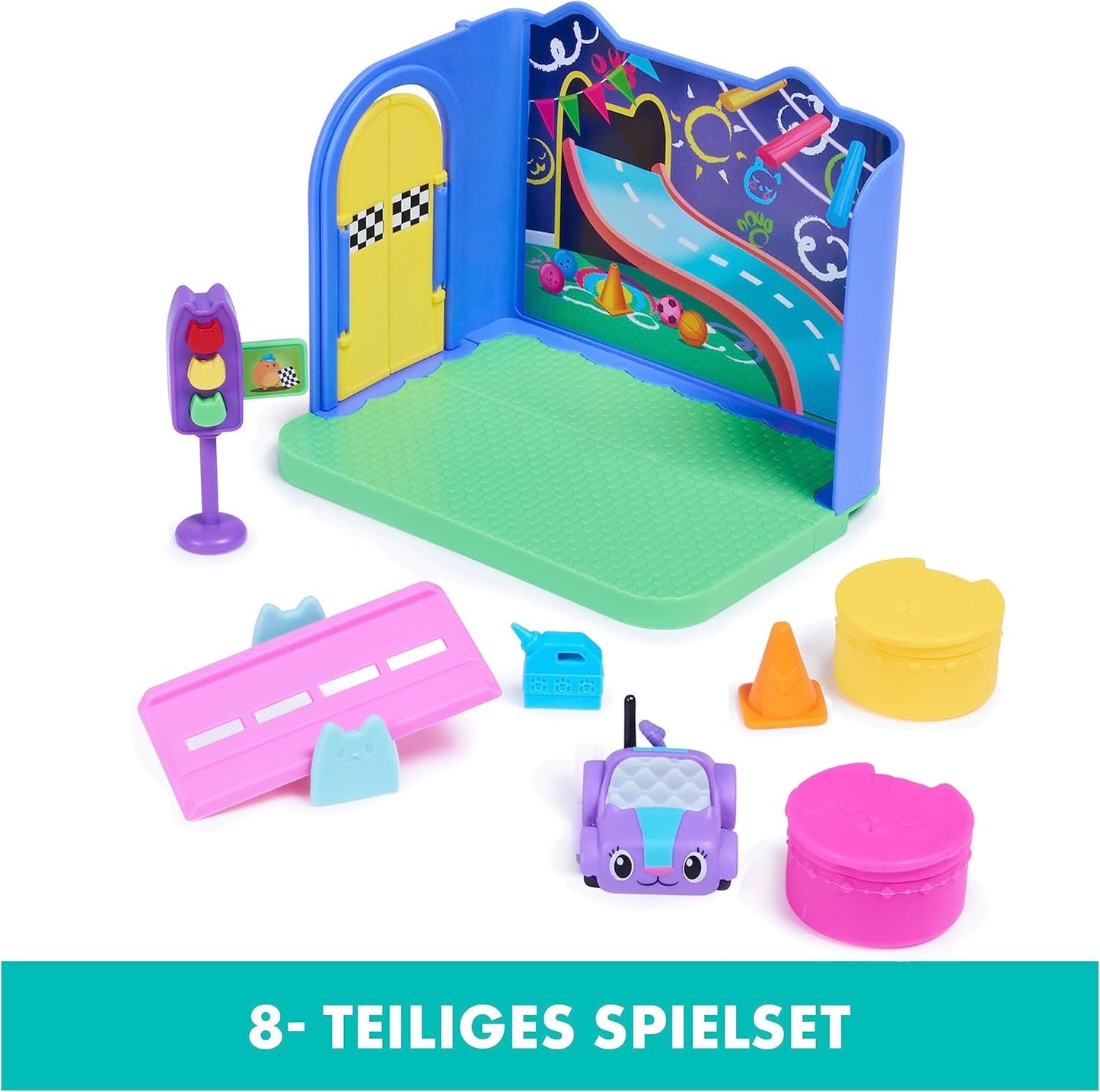 Gabby's Dollhouse Habitación Deluxe, Sala de Juegos Purr-Ific, Sala de Juegos con Carlita Toy Car, 2 Muebles y 2 Cajas Sorpresa con Accesorios, Apto para Mayores de 3 años Naty Shop Dollhouses