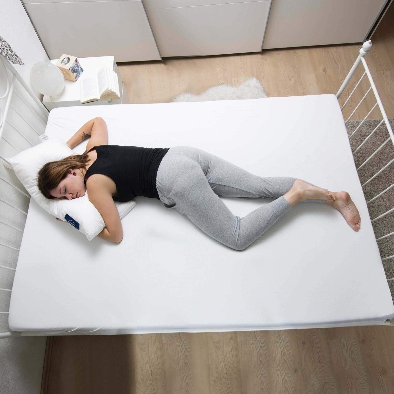 Almohada Genius, algodón, eazzzy 40x80 cm - almohada ortopédica para un sueño reparador, de fibra de leche con aloe vera - apta para alérgicos, con soporte, almohada cervical con certificación Oeko-TEX, blanco, A19202