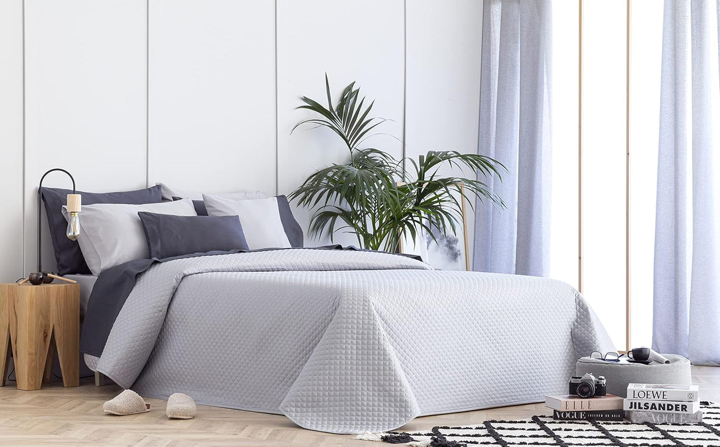 Todocama Fine Boutique Colcha con Estampado de Diamantes Primavera Verano Otoño Invierno 100% Microfibra Colcha Multifuncional Extra Suave 105-200 X 260cm Camas y Mantas Beige Besuche den Todocama-Store Gris Claro Cama 105 - 200X260Cm