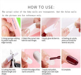 500 puntas de uñas postizas artificiales de acrílico francés natural con caja para mujeres y niñas