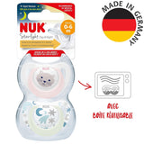 Chupete para bebé NUK Star Night & Day de 0 a 6 meses que brilla en la oscuridad, silicona sin BPA, gato rosa, paquete de 2