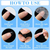 15 Hojas/450 Piezas Almohadillas Adhesivas para Uñas, 15 Tamaños de Almohadillas Adhesivas para Uñas Transparentes, Gel de Gelatina de Doble Cara, Adhesivo para Uñas, Presione sobre las Uñas, Almohadillas Adhesivas para Accesorios de Decoración de Manicura DIY