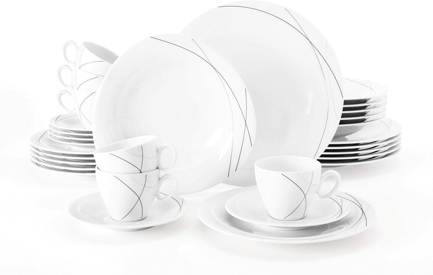 Seltmann Weiden 001.706904 Trio Highline Juego de vajilla combinada, 30 piezas, 36,5 x 31,2 x 36,9 cm, blanco
