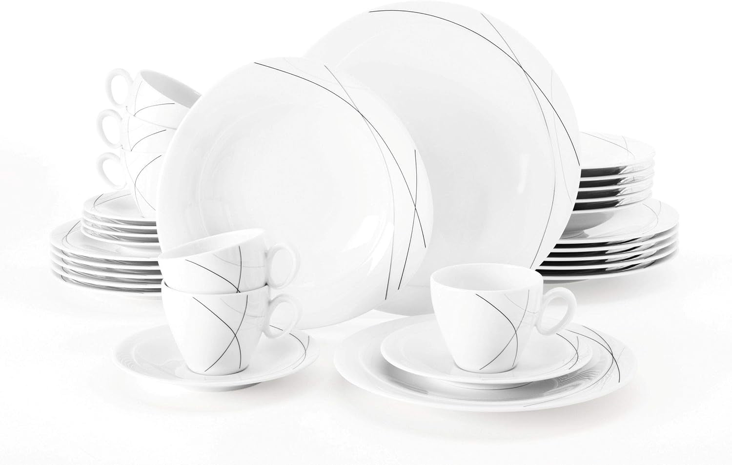 Seltmann Weiden 001.706904 Trio Highline Juego de vajilla combinada, 30 piezas, 36,5 x 31,2 x 36,9 cm, blanco