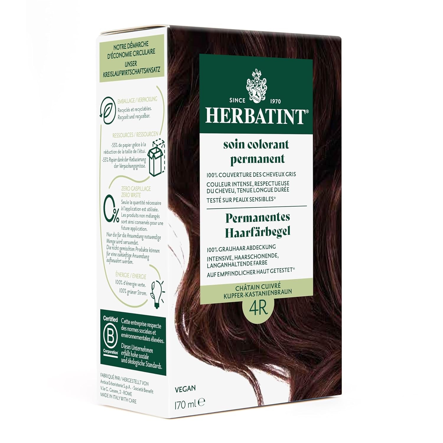 Tinte Permanente en Gel 6N Rubio Oscuro - 170ml I Sin amonia, cobertura 100% de las canas I Probado en pieles sensibles, con 8 extractos de plantas Naty Shop Tinte para el cabello 4R Marrón cobrizo
