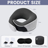 Almohada para el cuello Almohada de viaje de espuma viscoelástica Diseño ergonómico Almohada para el cuello de espuma viscoelástica con máscara para los ojos 2 tapones para los oídos y bolsa de almacenamiento Perfecto para dormir en la carretera cuando viaja Naty Shop Almohadas ortopédicas cervicales