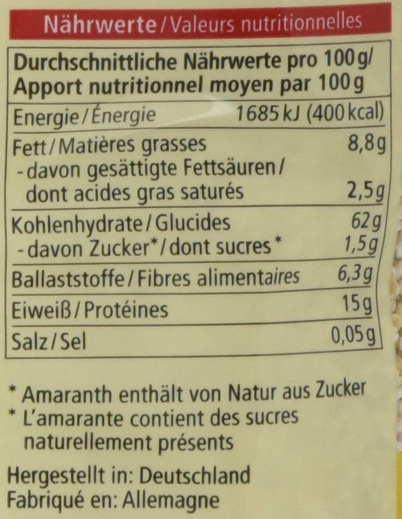Amaranto expandido orgánico, 125g