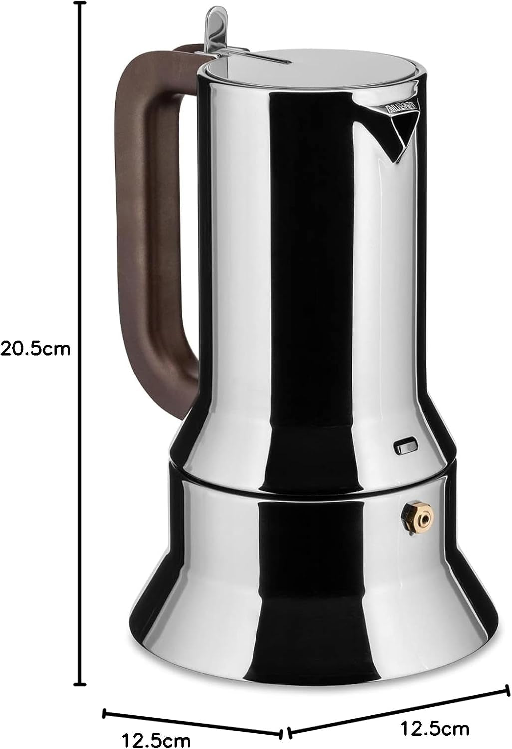 Alessi 9090/6 Espresso con 6 tazas para inducción, acero inoxidable, plateado, 15,5 x 13,5 x 27 cm