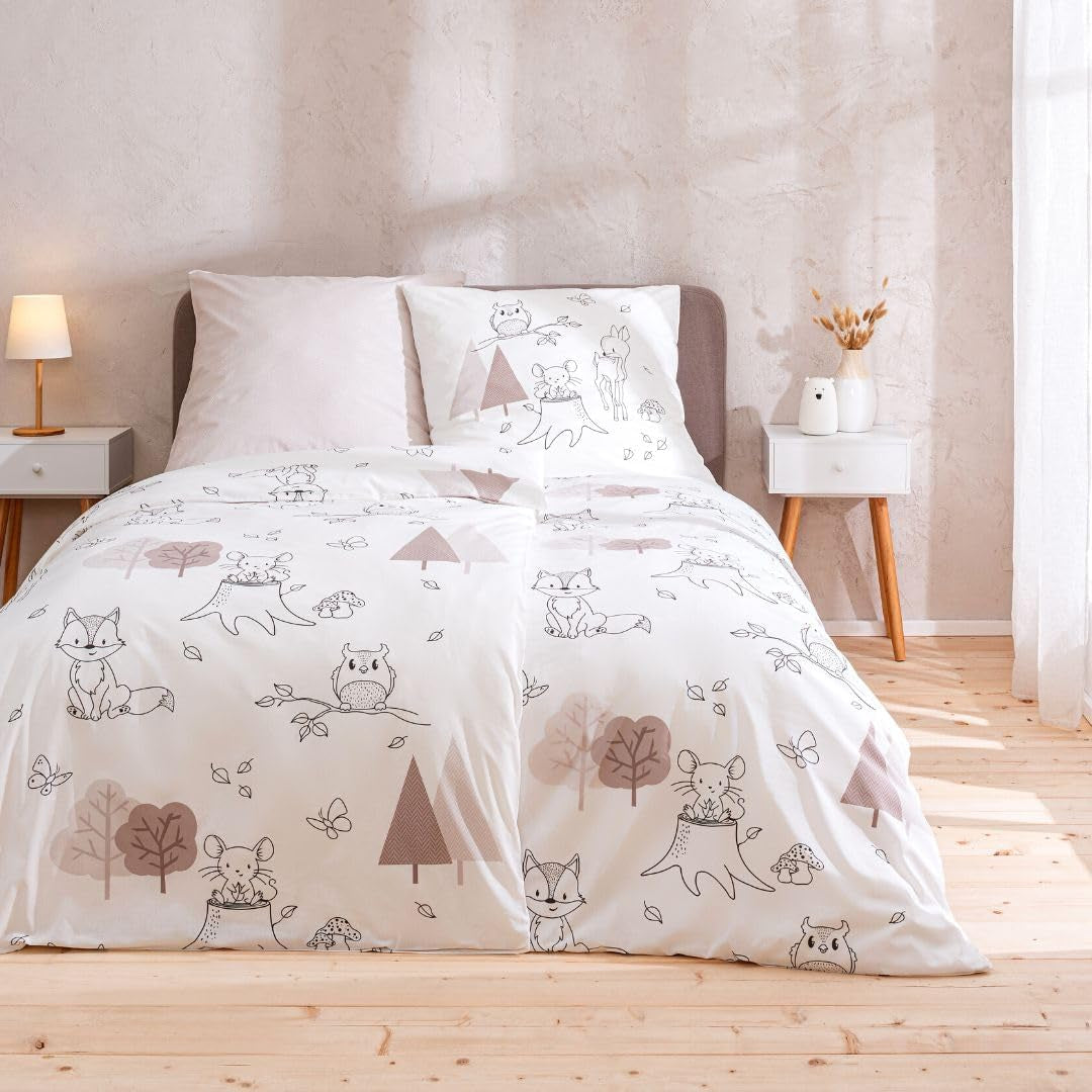 Ropa de cama infantil, zorro, búho y animales del bosque, 100% algodón Ropa de cama - infantil Naty Shop