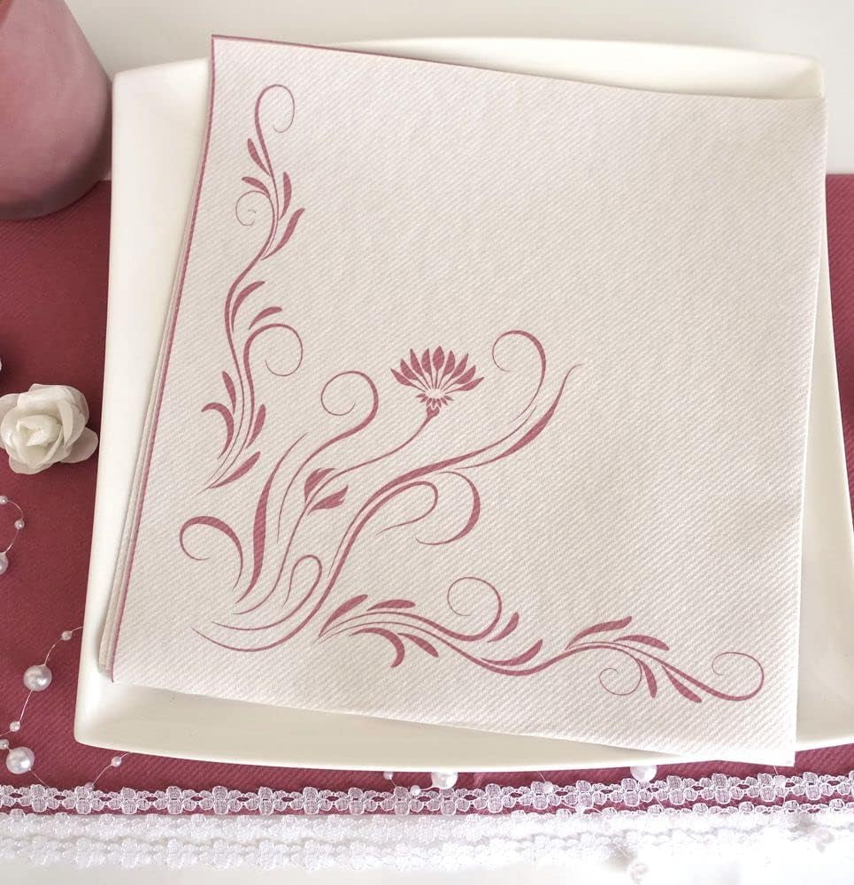 Appartina Elegantia Servilletas Airlaid Tipo Tela 40X40 Cm, Servilleta de Boda de Alta Calidad, Servilletas de Boda Tipo Tela Servilletas Desechables para Diversas Ocasiones (Rosa Oscuro)