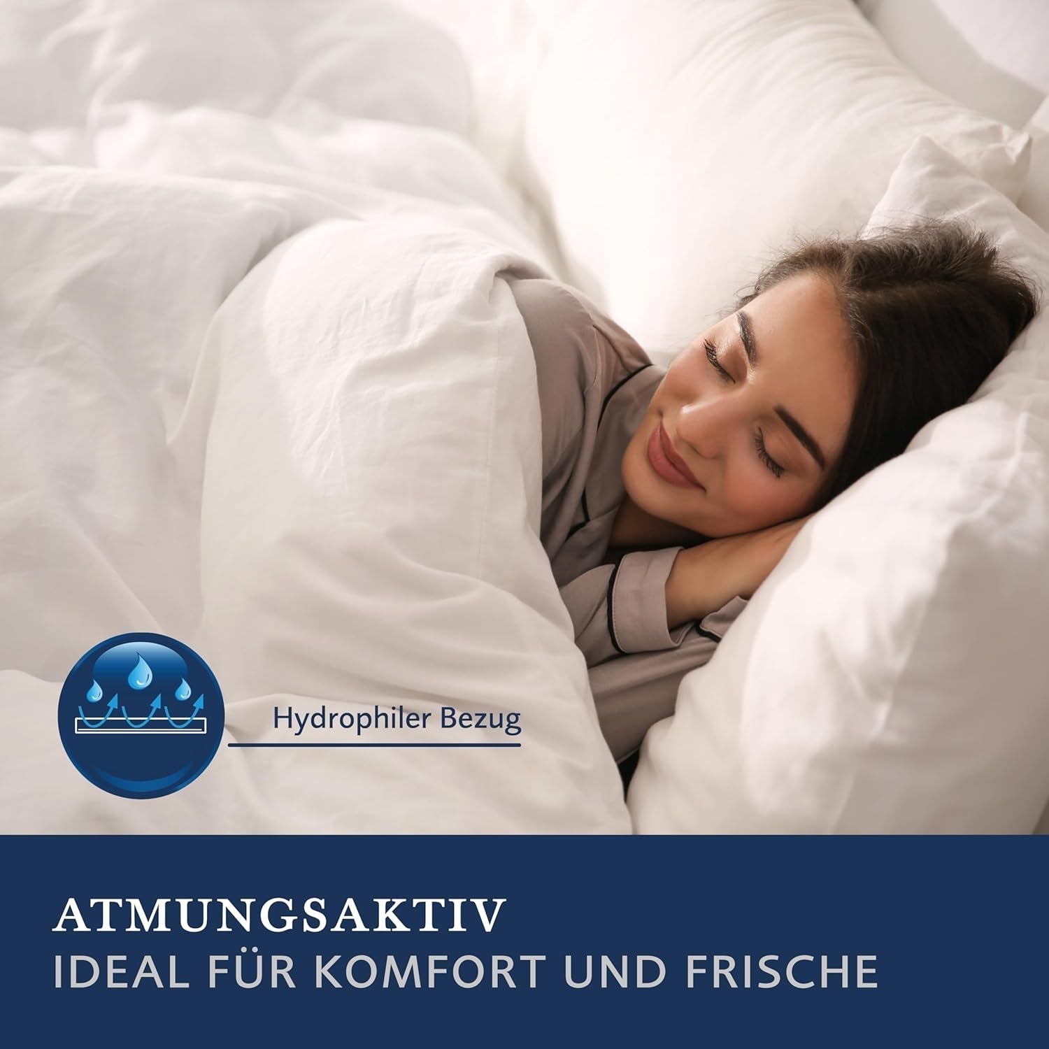 Billerbeck 5452280006 almohada de plumón s 03, alrededor de 80 x 80 cm, blanco, 1 pieza (1 paquete) almohadas estándar naty shop