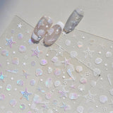 JMEOWIO 3D Nagelsticker Aurora Muschel Seestern Nail Art Sticker Selbstklebend Nagelaufkleber 5D Stereoskopisch Ozean Thema Dekoration Nageldesign Zubehör 1 Blatt
