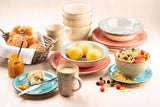 MÄSER 931495 Bel Tempo II Vajilla para 6 personas con moderno aspecto vintage, servicio de mesa de 12 piezas, pintado a mano, rosa, gres