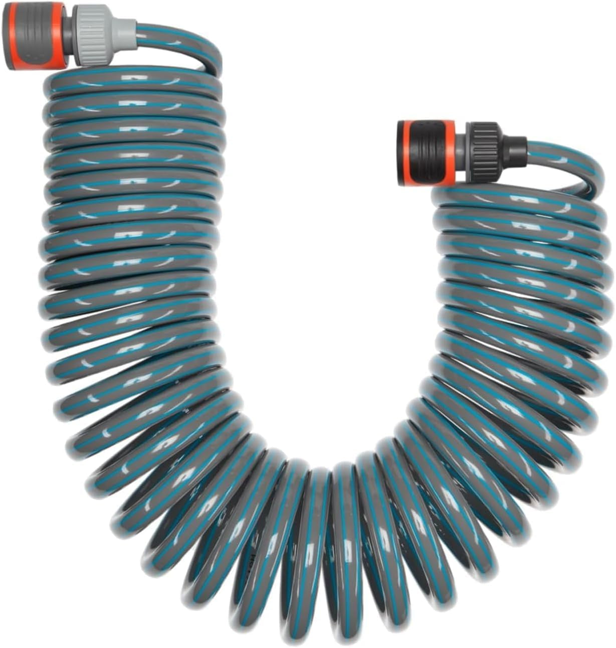 Juego completo de manguera en espiral Gardena 4647-20, con retracción automática de manguera, con boquilla rociadora y conexión para grifo (longitud de la manguera: 10 m, diámetro de la manguera: 9 mm, juego: sí)