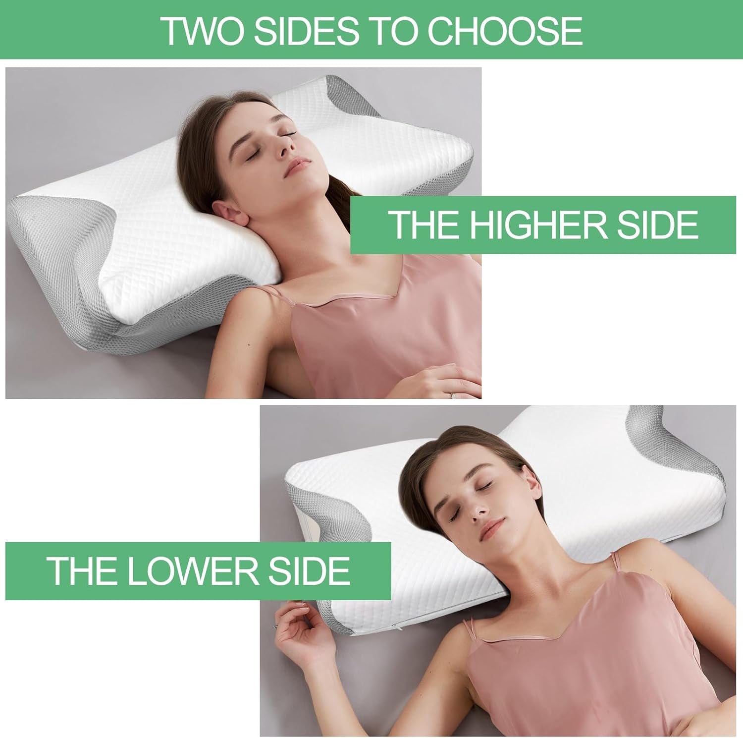 Almohada ortopédica, Almohada para el dolor de cuello, Almohada viscoelástica, Almohada ortopédica para el cuello, Almohada ortopédica para dormir, Almohada ortopédica para soporte del cuello, Piezas de almohada antirronquidos Almohadas ortopédicas cervicales Naty Shop