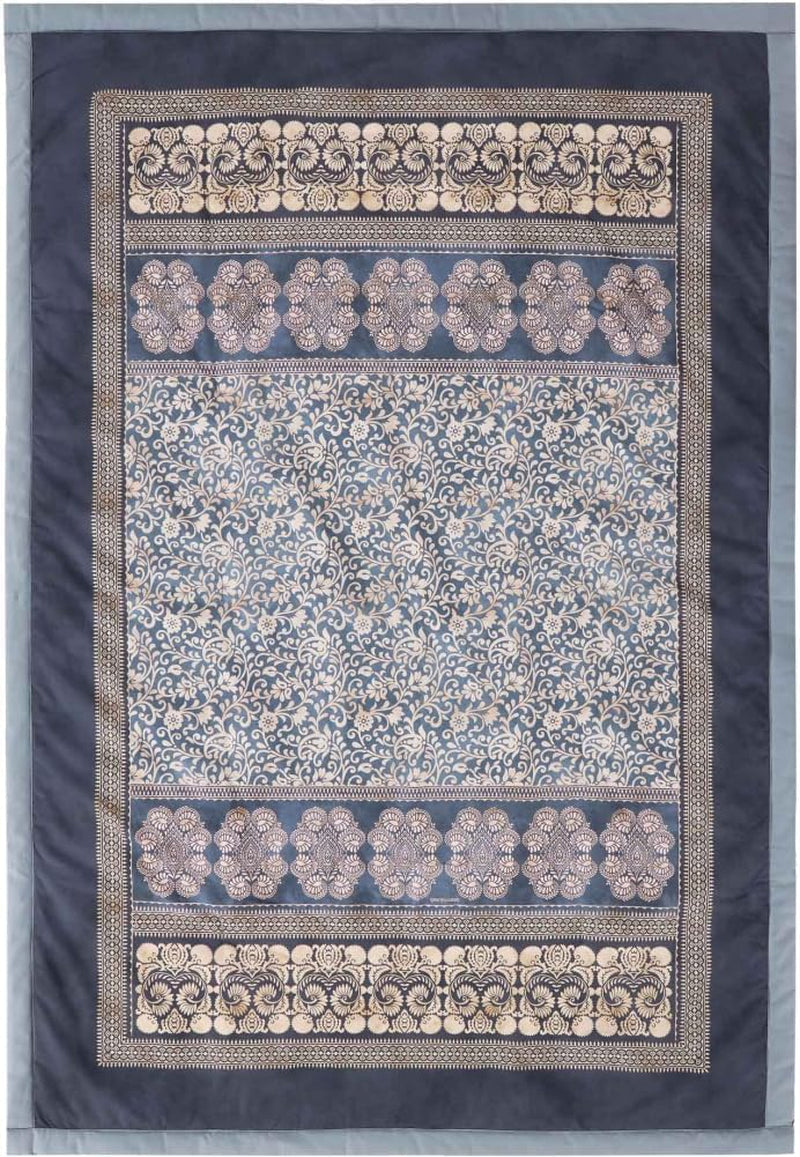 BASSETTI algodón cuadros TORCELLO color AZUL OSCURO B1 medida 135X190 Edredones y edredones Naty Shop plata 135X190