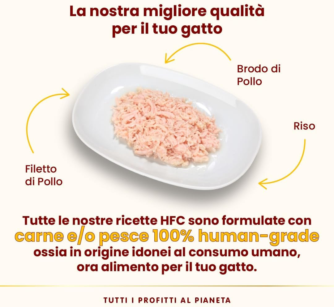 almo Nature HFC Natural - Comida húmeda para gatos - con pollo - Calidad humana, Sin gluten, Monoproteína - 55g, paquete de 6
