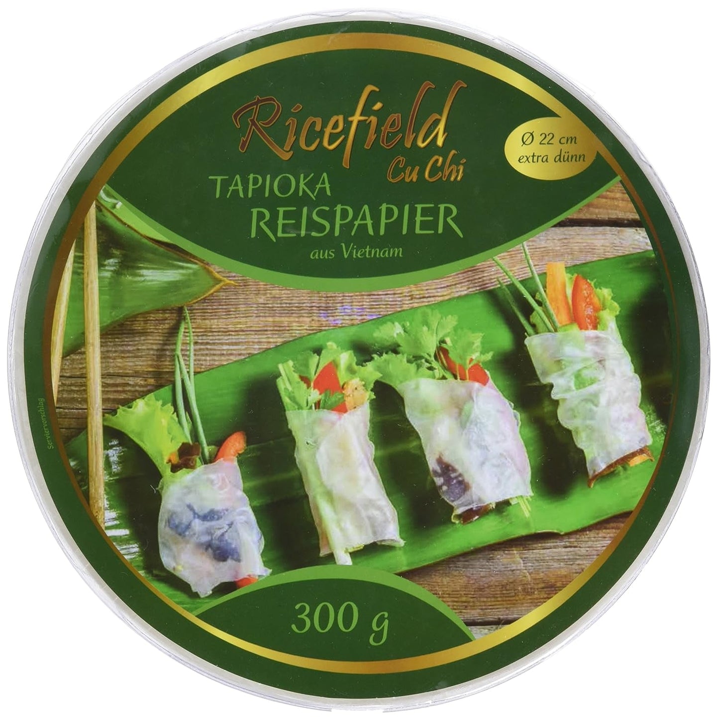 Ricefield Papel de Arroz Tapioca Redondo 22cm Calidad Premium 300g