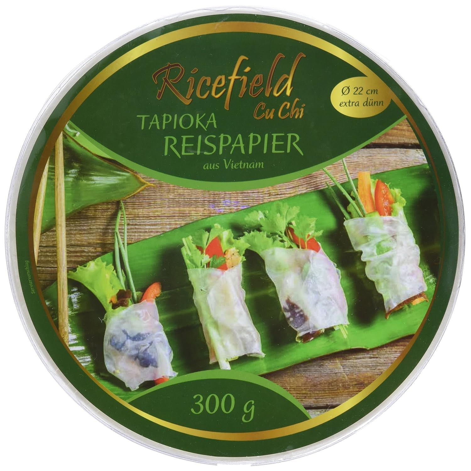 Ricefield Papel de Arroz Tapioca Redondo 22cm Calidad Premium 300g
