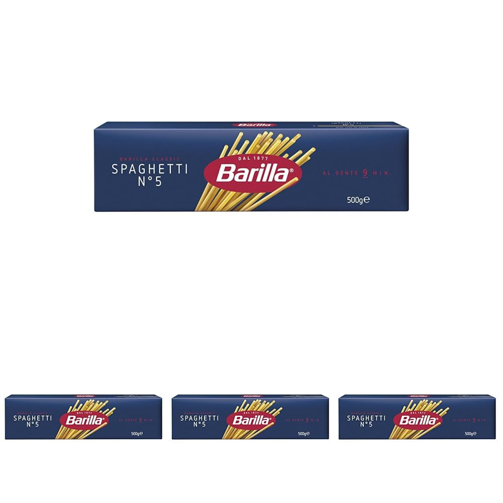 Barilla Pasta Klassische Spaghetti n.5 aus Hartweizen immer al dente de alta calidad, (1 x 500 g), insípido