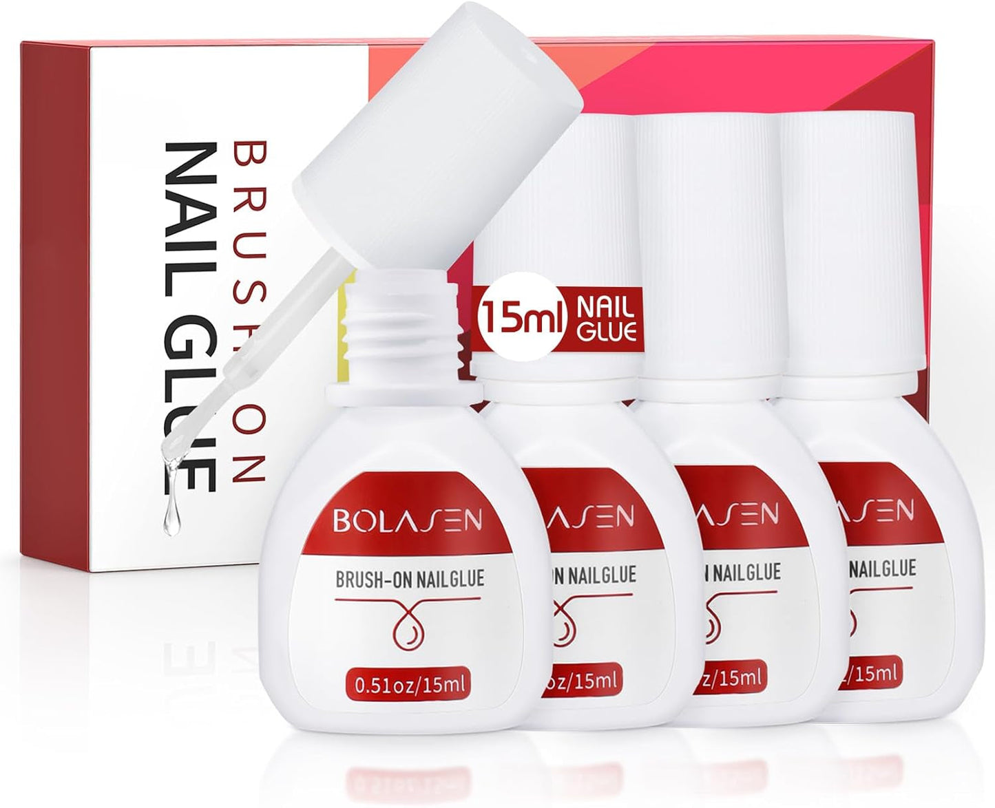 Pegamento para puntas de uñas, BOLASEN Pegamento para uñas extra fuerte, 4 piezas Pegamento para uñas agrietado, Pegamento para uñas, Pegamento para uñas artificial extra fuerte, Pegamento para uñas - 4 * 7 ml
